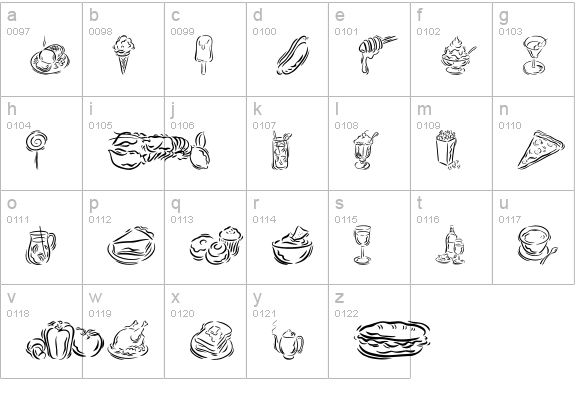 GE Stylized Foods lowercase a-z preview
