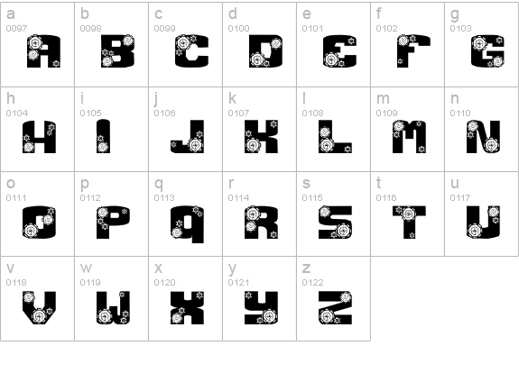 Gear Crank lowercase a-z preview