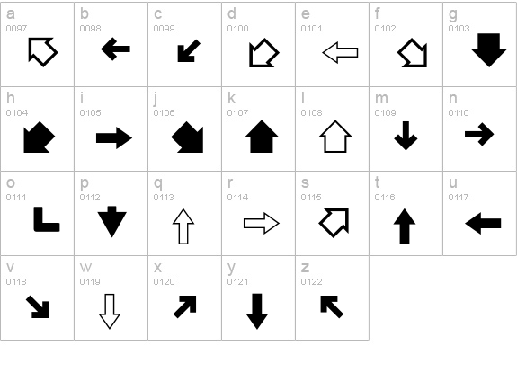 GeneralSymbolsP01 lowercase a-z preview