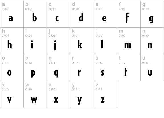 Generica Condensed Std Bold lowercase a-z preview