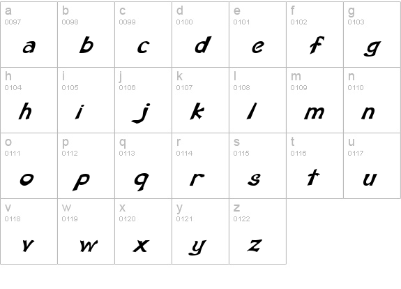 GeniusItalic lowercase a-z preview