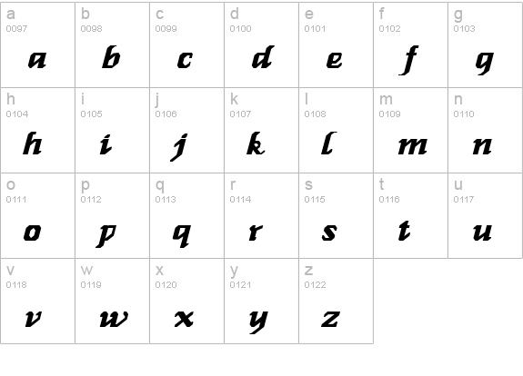 Genoa Italic lowercase a-z preview