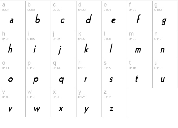 Geo 112 Condensed Bold Italic lowercase a-z preview