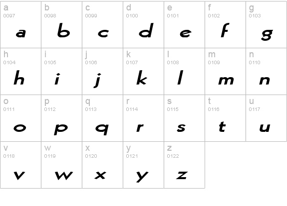 Geo 112 Extended Bold Italic lowercase a-z preview