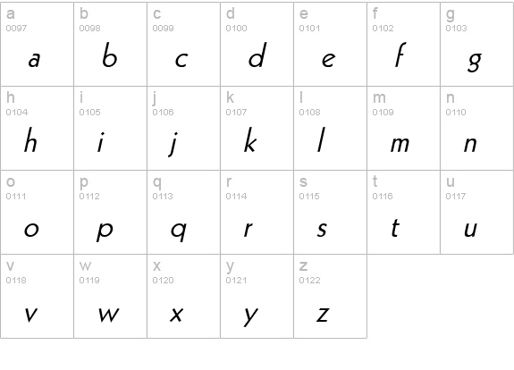 Geo 112 Italic lowercase a-z preview