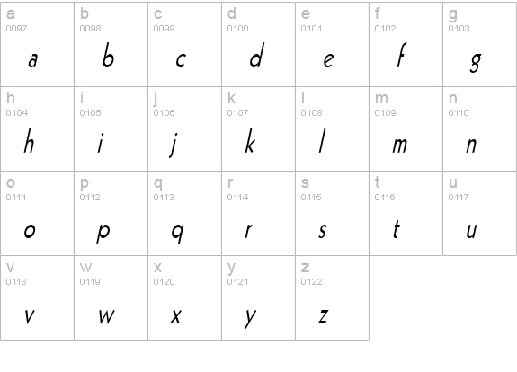 Geo 112 Thin Italic lowercase a-z preview