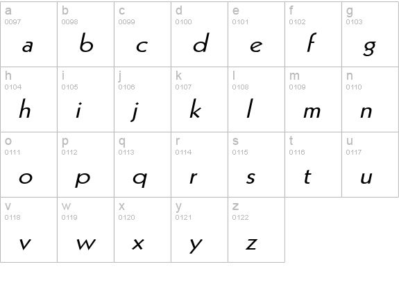 Geo 112 Wide Italic lowercase a-z preview