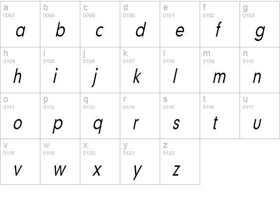 Geo 579 Thin Italic lowercase a-z preview