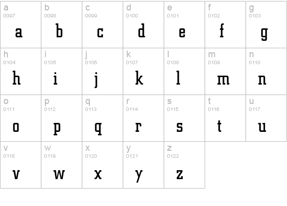 Geo 957 Condensed Normal lowercase a-z preview