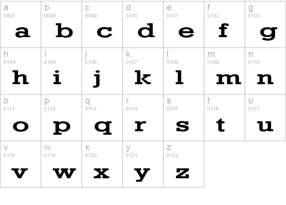 Geo 986 Extended Bold lowercase a-z preview