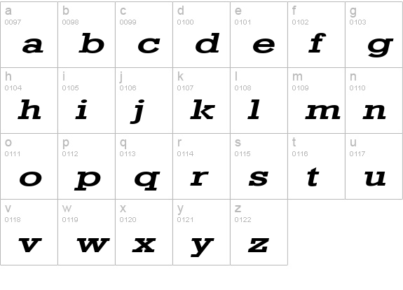Geo 986 Extended Bold Italic lowercase a-z preview