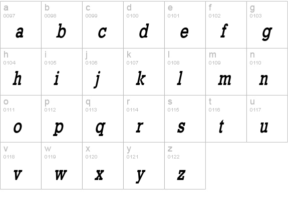 Geo 986 Thin Bold Italic lowercase a-z preview