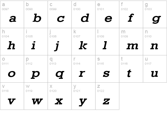 Geo 986 Wide Bold Italic lowercase a-z preview