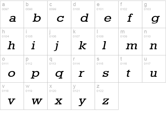 Geo 986 Wide Italic lowercase a-z preview