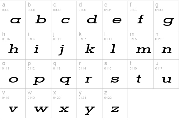 Geo Extended Italic lowercase a-z preview