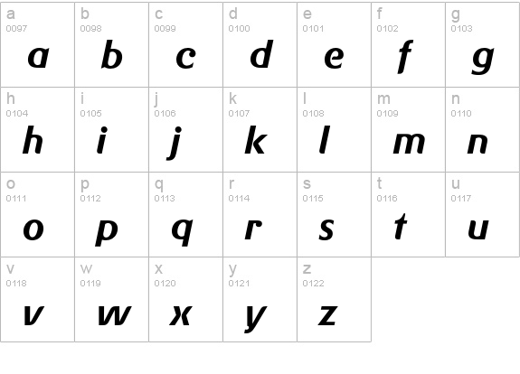 Gerstner BQ Medium Italic lowercase a-z preview