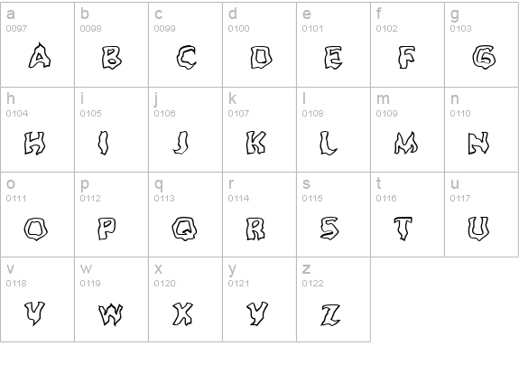 Ghoul Outline lowercase a-z preview