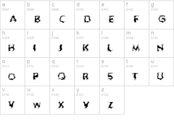 Ghoul Outline Fill lowercase a-z preview