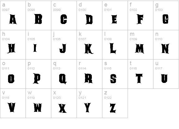 Ghoulish lowercase a-z preview