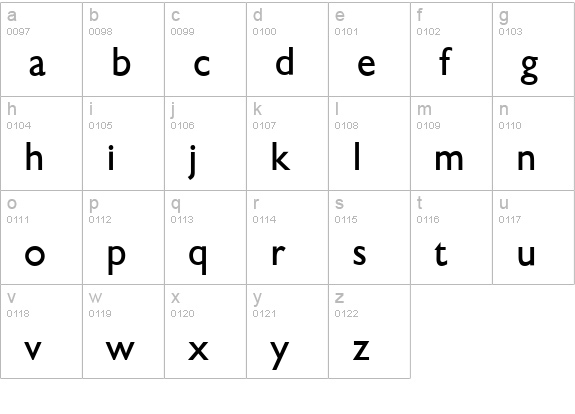 Gibson-Regular lowercase a-z preview