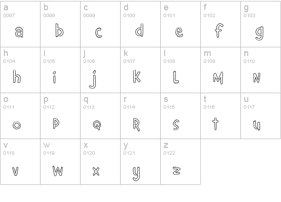Giggles Wiggles BTN Outline lowercase a-z preview