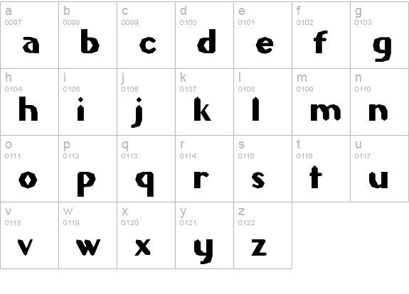 Gilgongo Sledge lowercase a-z preview