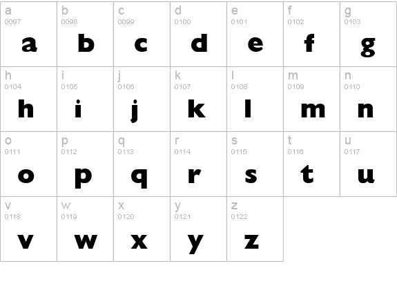 Giligan ExtraBold lowercase a-z preview