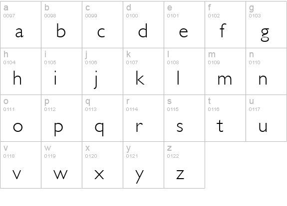 Gill Light SSi Light lowercase a-z preview