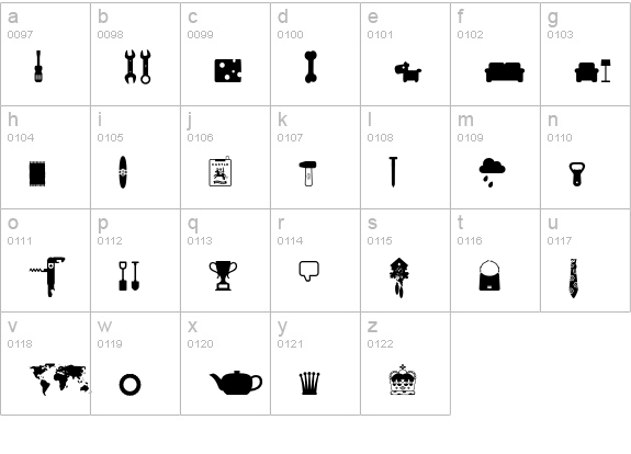 Ginger-Icons lowercase a-z preview