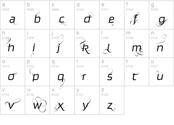 Ginger-LightFlamboyant lowercase a-z preview