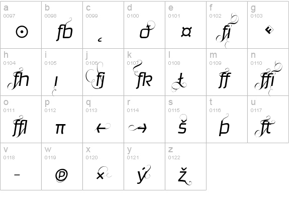 Ginger-LightFlamboyantExp lowercase a-z preview