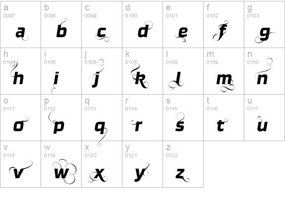 Ginger-RegularFlamboyant lowercase a-z preview