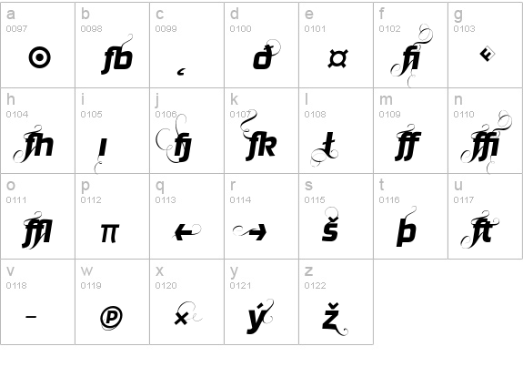 Ginger-RegularFlamboyantExp lowercase a-z preview