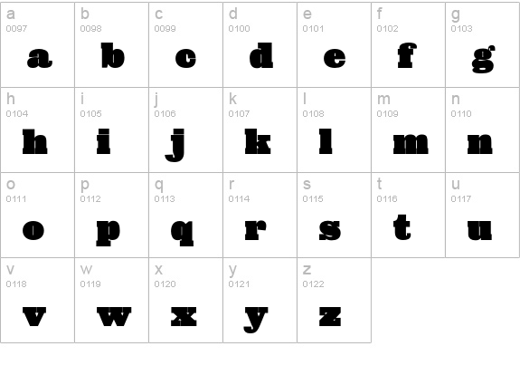 Giza-NineFive lowercase a-z preview