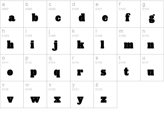Giza-NineThree lowercase a-z preview
