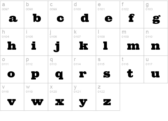 Giza-SevenSeven lowercase a-z preview