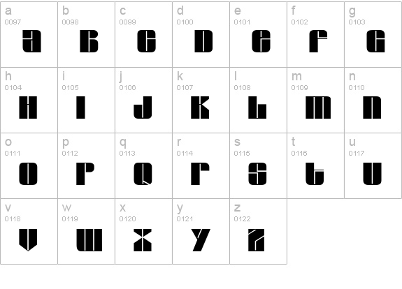 Glacier lowercase a-z preview
