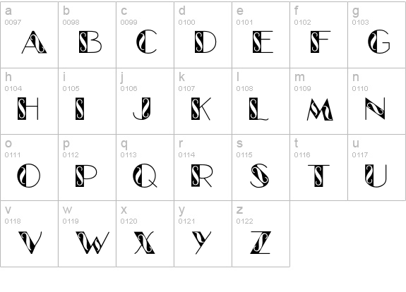 Glamour lowercase a-z preview