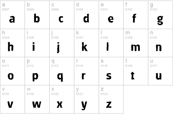 GlasgowAntique-Bold lowercase a-z preview