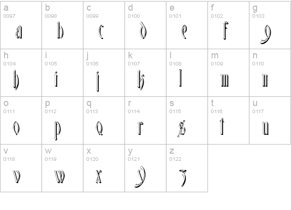 Glastonbury Shadow lowercase a-z preview