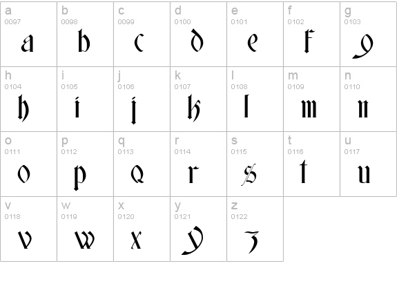 Glastonbury Wide lowercase a-z preview