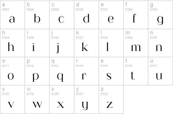 Glastone lowercase a-z preview