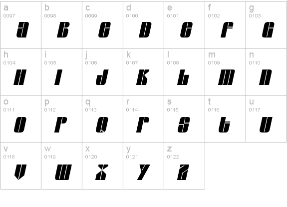 Glaze Condensed Italic lowercase a-z preview