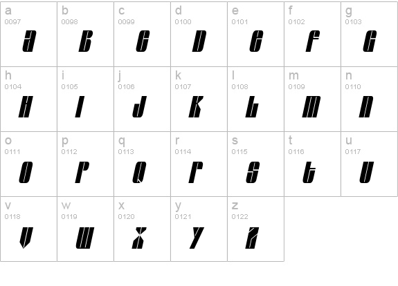 Glaze Extended Condensed Italic lowercase a-z preview