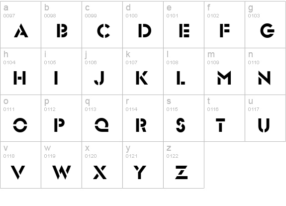 Glendale-Stencil-Regular lowercase a-z preview