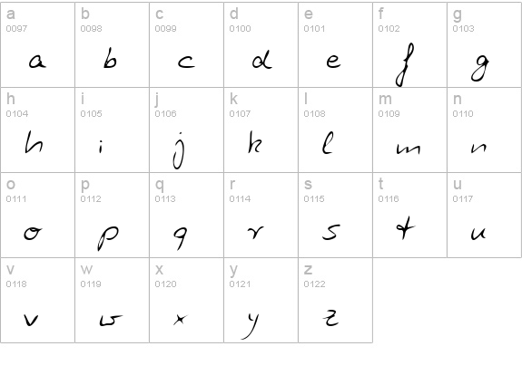 GlennsHand Regular lowercase a-z preview