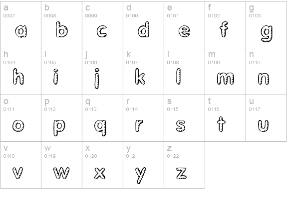 Glimstick lowercase a-z preview