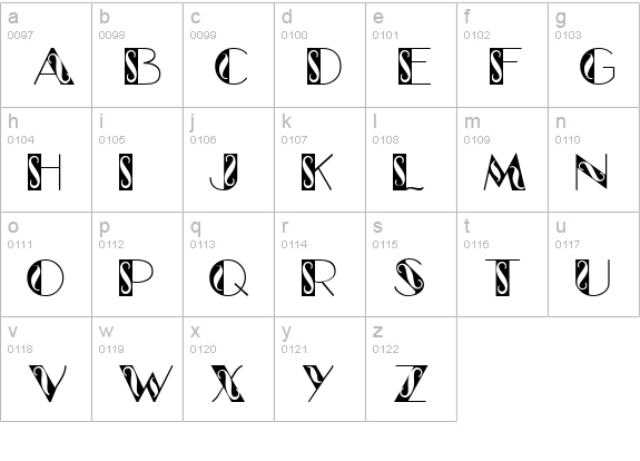GlitzyCurl lowercase a-z preview