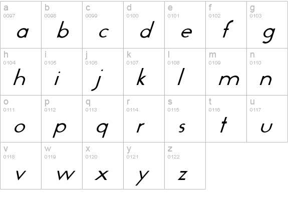 Glo-Italic lowercase a-z preview