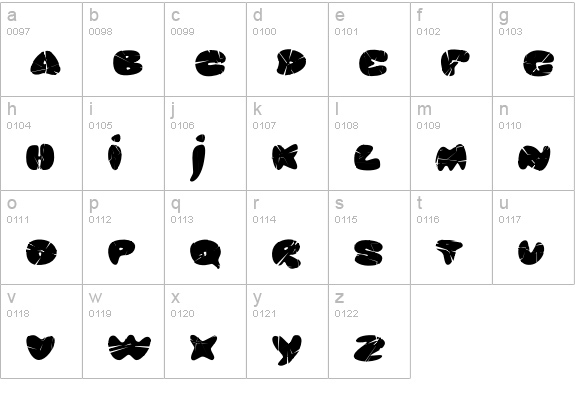 Glob Crashed lowercase a-z preview